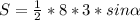 S = \frac{1}{2} * 8 * 3 * sin\alpha