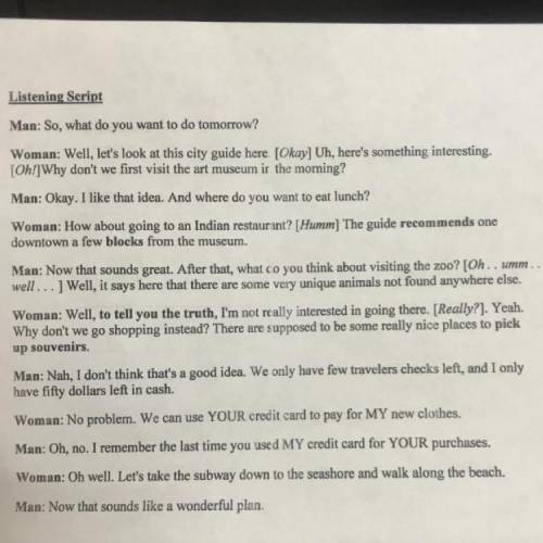 Listening Task 1. Listen to the recording on Internet and answer the questions, (or teacher can read