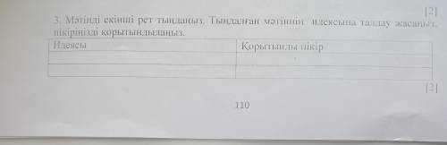 3. Мәтінді екінші рет тыңдаңыз. Тыңдалған мәтіннің идеясына талдау жасаң пікіріңізді қорытындылаңыз.