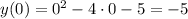 y(0)=0^2-4\cdot 0-5=-5