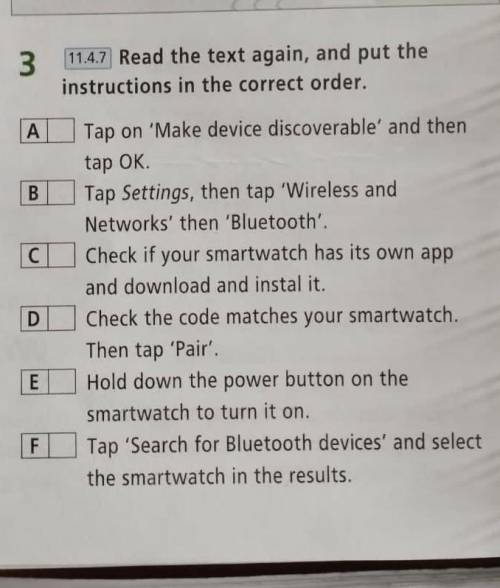 11.4.7 Read the text again, and put the instructions in the correct order.