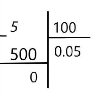 5 : 100= (решите в столбик)