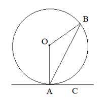 Пряма АС – дотична до кола, точка О – центр кола. Знайдіть кут ВАС, якщо кут АОВ утричі більший за к