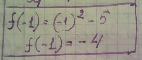 Функцію заданої формулою f(x) = x² - 5 Знайдіть f(-1)