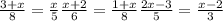 \frac{3 + x}{8} = \frac{x}{5}  \frac{x + 2}{6} = \frac{1 + x}{8} \frac{2x - 3}{5} = \frac{x - 2}{ 3}