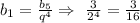 b_1=\frac{b_5}{q^4} \Rightarrow~\frac{3}{2^4} =\frac{3}{16}