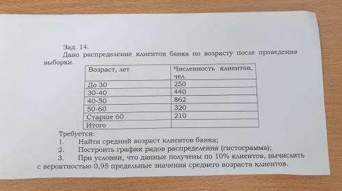 Статистика ! Дано распределение клиентов банка по возрасту после проведения выборки