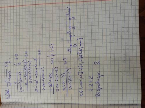 1. Розв'язати нерівність . 1/x² - 3x + 2 <= 1/2 У відповідь записати добуток усіх цілих чисел, як