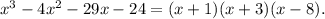 {x^3} - 4{x^2} - 29x - 24 = (x + 1)(x + 3)(x - 8).