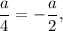 \displaystyle\frac{a}{4} = - \displaystyle\frac{a}{2},