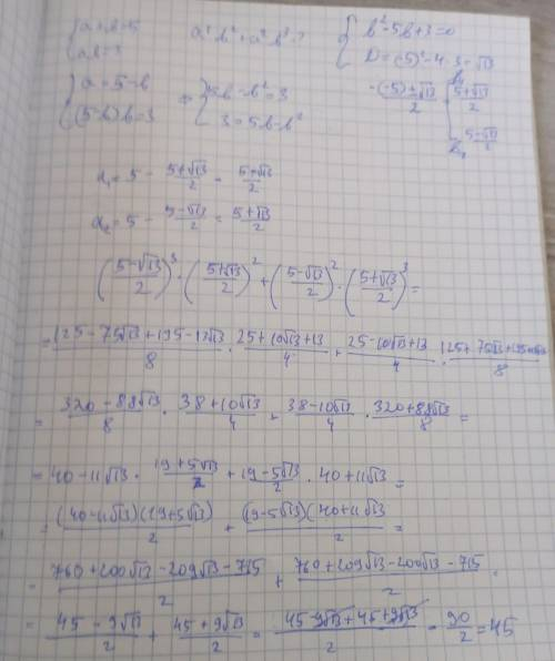 Відомо, що а+b=5, ab=3. Знайдіть значення виразу: a³b²+a²b³