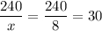 \dfrac{240}{x}=\dfrac{240}{8}=30