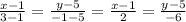 \frac{x - 1}{3 - 1} = \frac{y - 5}{ - 1 - 5} = \frac{x -1}{2} = \frac{y - 5}{ - 6}