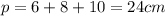 p = 6 + 8 + 10 = 24cm