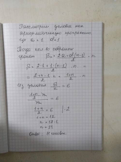 У саду перший зірвав один гранат, другий - два, а кожний наступний - на один гранат більше. Потім ус