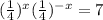 ( \frac{1}{4} ) ^{x} + ( \frac{1}{4} ) {}^{ - x} = 7