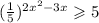 ( \frac{1}{5} ) ^{2x^{2}- 3x} \geqslant 5 