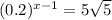 (0.2)^{x-1}=5\sqrt{5}