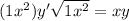 (1 + x {}^{2} )y' + \sqrt{1 + x {}^{2} } = xy