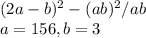 (2a-b)^{2} -(a+b)^{2} / ab \\a=156, b=3