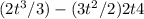 (2t^3/3) - (3t^2 / 2) + 2t + 4