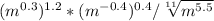 (m^{0.3} )^{1.2}*(m^{-0.4} )^{0.4}/\sqrt[11]{m^{5.5} }