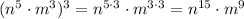 (n^{5} \cdot m^{3})^{3} = n^{5 \cdot 3} \cdot m^{3 \cdot 3} = n^{15} \cdot m^{9}