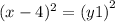 (x - 4)^{2} = {(y + 1)}^{2} 