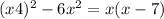 (x+4)^{2}-6x^{2} =x(x-7)