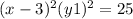 (x-3)^2+(y+1)^2=25