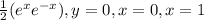 \frac{1}{2} (e^x+e^{-x} ), y = 0, x = 0, x = 1; 