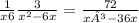 \frac{1}{x+6}+\frac{3}{x^{2}-6x }=\frac{72}{x³-36x}