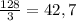 \frac{128}{3} =42,7