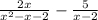 \frac{2x}{x^{2} -x-2} - \frac{5}{x-2}