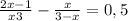 \frac{2x-1}{x+3} -\frac{x}{3-x} =0,5