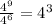 \frac{4^{9} }{4^{6} } = 4^{3}