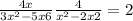 \frac{4x}{3x^{2}-5x+6} + \frac{4}{x^{2}-2x+2}=2