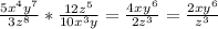 \frac{5x^4y^7}{3z^8}*\frac{12z^5}{10x^3y}=\frac{4x^{}y^{6}}{2z^{3}}=\frac{2xy^6}{z^3}