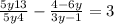 \frac{5y+13}{5y+4} - \frac{4-6y}{3y-1} =3