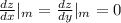 \frac{dz}{dx} | _{m} =\frac{dz}{dy} |_{m} =0