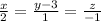 \frac{x}{2} = \frac{y-3}{1} = \frac{z}{-1}