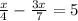 \frac{x}{4} -\frac{3x}{7} =5