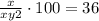 \frac{x}{x+y+2}\cdot100=36