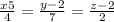 \frac{x+5}{4} =\frac{y-2}{7} =\frac{z-2}{2}