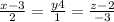 \frac{x-3}{2} =\frac{y+4}{1} =\frac{z-2}{-3}