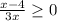 \frac{x-4}{3+x} \geq 0