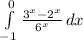 \int\limits^0_ {-1} \frac{3^x-2^x}{6^x}\, dx