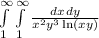 \int\limits_1^{\infty}\int\limits_1^{\infty}\frac{dx\, dy}{x^2y^3\ln(xy)}