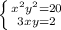 \left\{{{x^2+y^2=20}\atop {3x+y=2}}\right