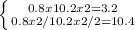 \left \{ {{0.8x1+0.2x2=3.2} \atop {0.8x2/1+0.2x2/2=10.4}} \right.